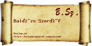 Balázs Szeráf névjegykártya